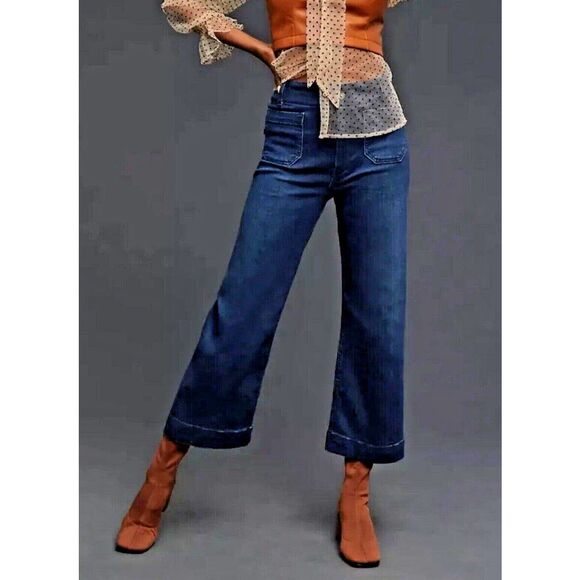 New Anthropologie The Colette Crop High-Rise Wide-Leg Jeans by Maeve sz 30P - Picture 1 of 7
